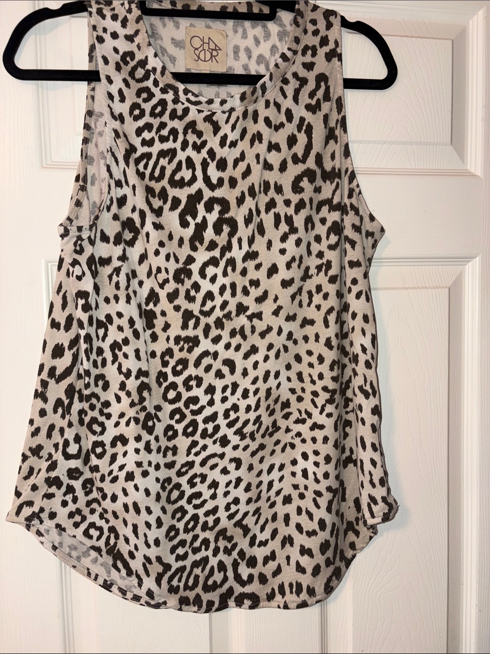 Chaser Cream and Black Leopard Print Tank Top